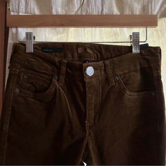 Kut from the Kloth Diana Stretch Skinny Corduroy Pants Brown NEW Size 0 - Picture 3 of 8